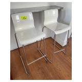 White Modern Bar Stools With Chrome Legs