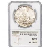 1927-S Silver Peace Dollar NGC MS62