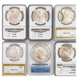 1922-1923 UNC US Silver Peace Dollars-Graded [6