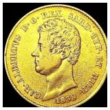 1838 Italy/Sardinia .1866oz Gold 20 Lire NICELY