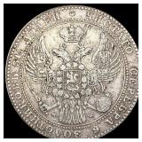 1836 Poland Silver 1 1/2 Rubles LIGHTLY