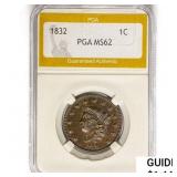 1832 Coronet Head Large Cent PGA MS62