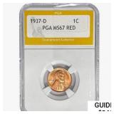 1937-D Wheat Cent PGA MS67 RED