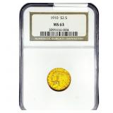 1910 $2.50 Gold Quarter Eagle NGC MS63