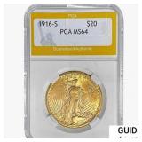 1916-S $20 Gold Double Eagle PGA MS64