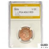 1826 Classic Head Half Cent PGA MS63 RED