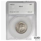 1953-D Washington Silver Quarter SEGS MS67