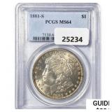 1881-S Morgan Silver Dollar PCGS MS64