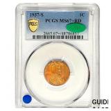 1937-S CAC Wheat Cent PCGS MS67+ RD