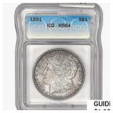 1891 Morgan Silver Dollar ICG MS64