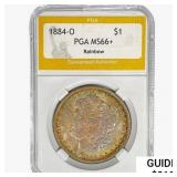 1884-O Morgan Silver Dollar PGA MS66+ Rainbow