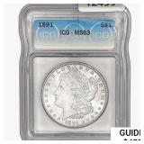 1891 Morgan Silver Dollar ICG MS63