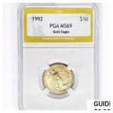 1992 $10 1/4oz American Gold Eagle PGA MS69