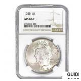 1925 Silver Peace Dollar NGC MS66+