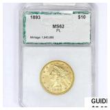 1893 $10 Gold Eagle PCI MS62 PL