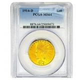 1914-D $10 Gold Eagle PCGS MS64