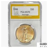 1998 $50 American 1oz. Gold Eagle PGA MS70