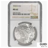 1923-D Silver Peace Dollar NGC MS62