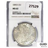 1890-S Morgan Silver Dollar NGC MS62