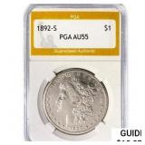 1892-S Morgan Silver Dollar PGA AU55