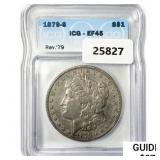 1879-S Morgan Silver Dollar ICG EF45 Rev 79