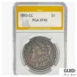 1893-CC Morgan Silver Dollar PGA XF45