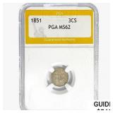 1851 Silver Three Cent PGA MS62