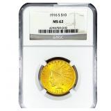1916-S $10 Gold Eagle NGC MS62