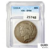1934-S Silver Peace Dollar ICG EF40