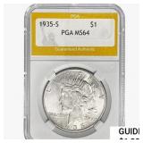 1935-S Silver Peace Dollar PGA MS64