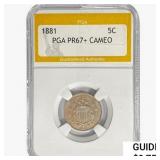 1881 Shield Nickel PGA PR67+ Cameo