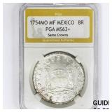 1754MO MF Mexico 8 Reales PGA MS63+ Same Crowns