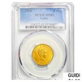 1916 5 Pesos .24oz Cuba Gold PCGS MS62