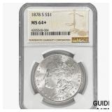 1878-S Morgan Silver Dollar NGC MS64+