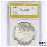 1891-O Morgan Silver Dollar PGA AU58