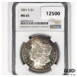 1891-S Morgan Silver Dollar NGC MS65