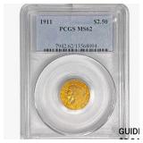 1911 $2.50 Gold Quarter Eagle PCGS MS62