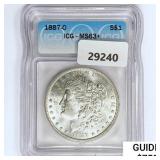 1887-O Morgan Silver Dollar ICG MS63+