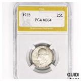 1935 Washington Silver Quarter PGA MS64