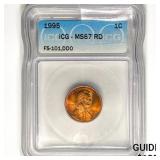 1995 Lincoln Memorial Cent ICG MS67 RD,