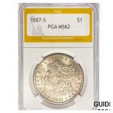 1887-S Morgan Silver Dollar PGA MS62