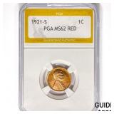 1921-S Wheat Cent PGA MS62 RED