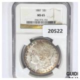1887 Morgan Silver Dollar NGC MS65