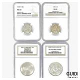 [4] Varied US Silver Coinage NGC PF/MS [1947-S,