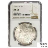 1883-CC Morgan Silver Dollar NGC MS63