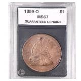 1859-O Seated Liberty Dollar GG MS67