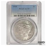 1935 Silver Peace Dollar PCGS AU55