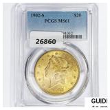 1902-S $20 Gold Double Eagle PCGS MS61
