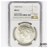 1923-D Silver Peace Dollar NGC MS61