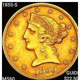1855-S $5 Gold Half Eagle